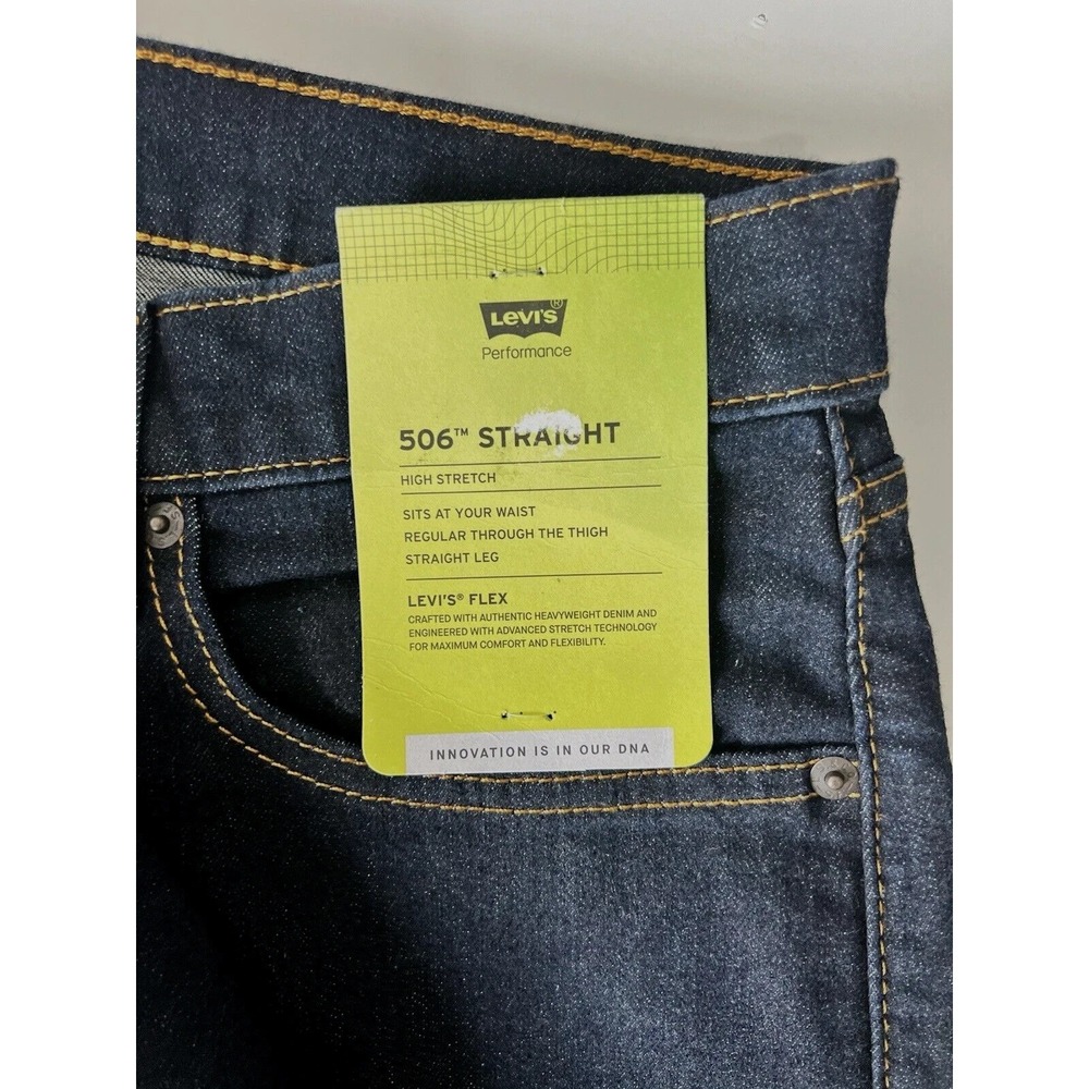 Levi's Men's 506 Perfomance Straight Fit Jeans Dark Wash Blue Size 31x32 New - Picture 4 of 6